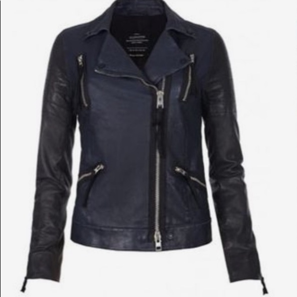 All Saints Oversized Two Tone Leather Jacket